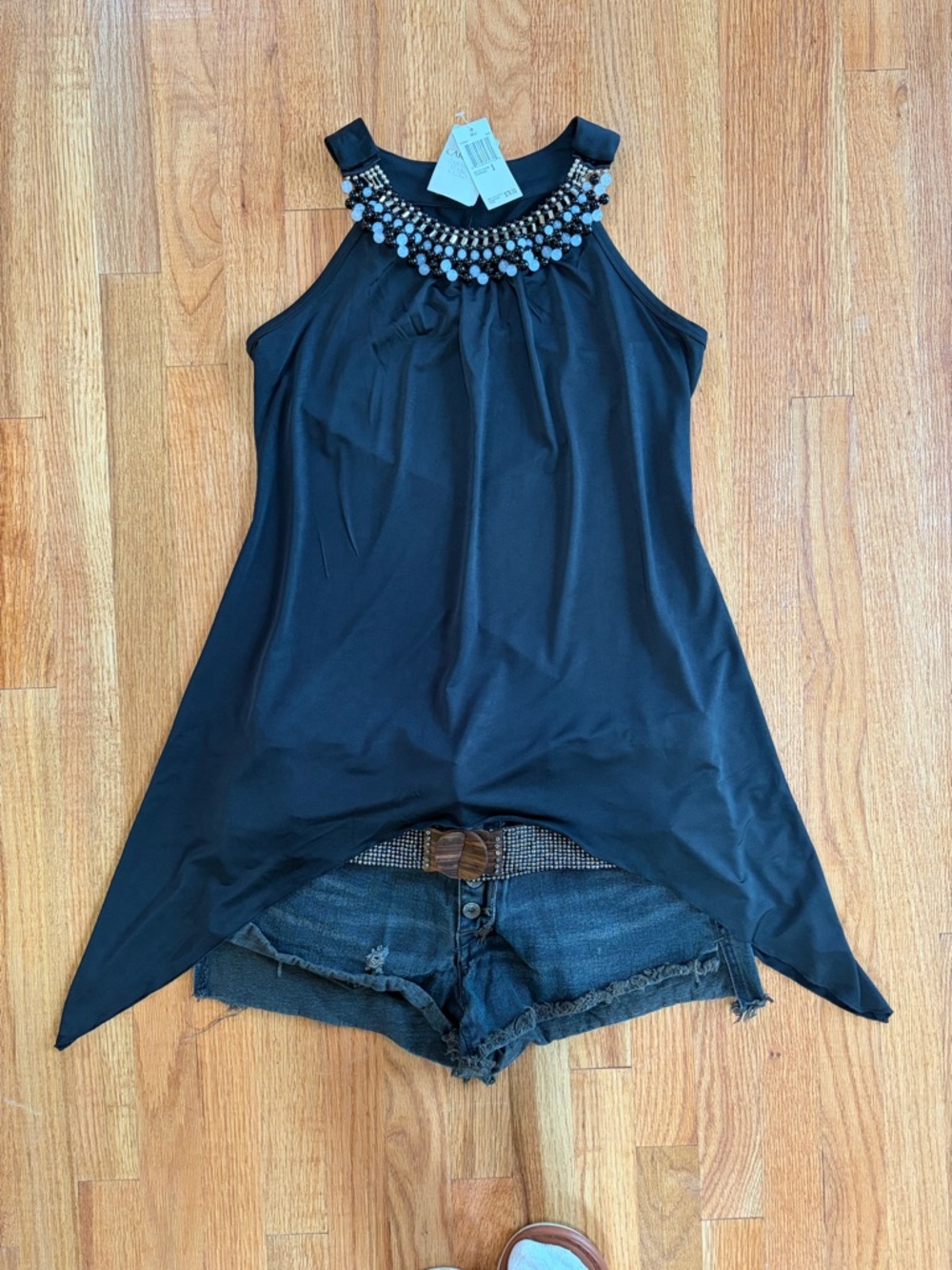 NWT Flowy Y2K Halter/Tank Top with Beading